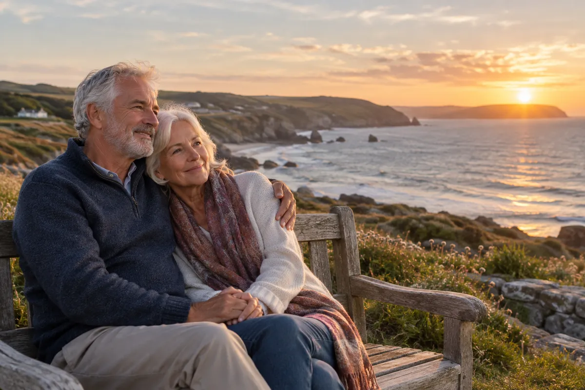 A couple sharing a quiet moment by the sea.