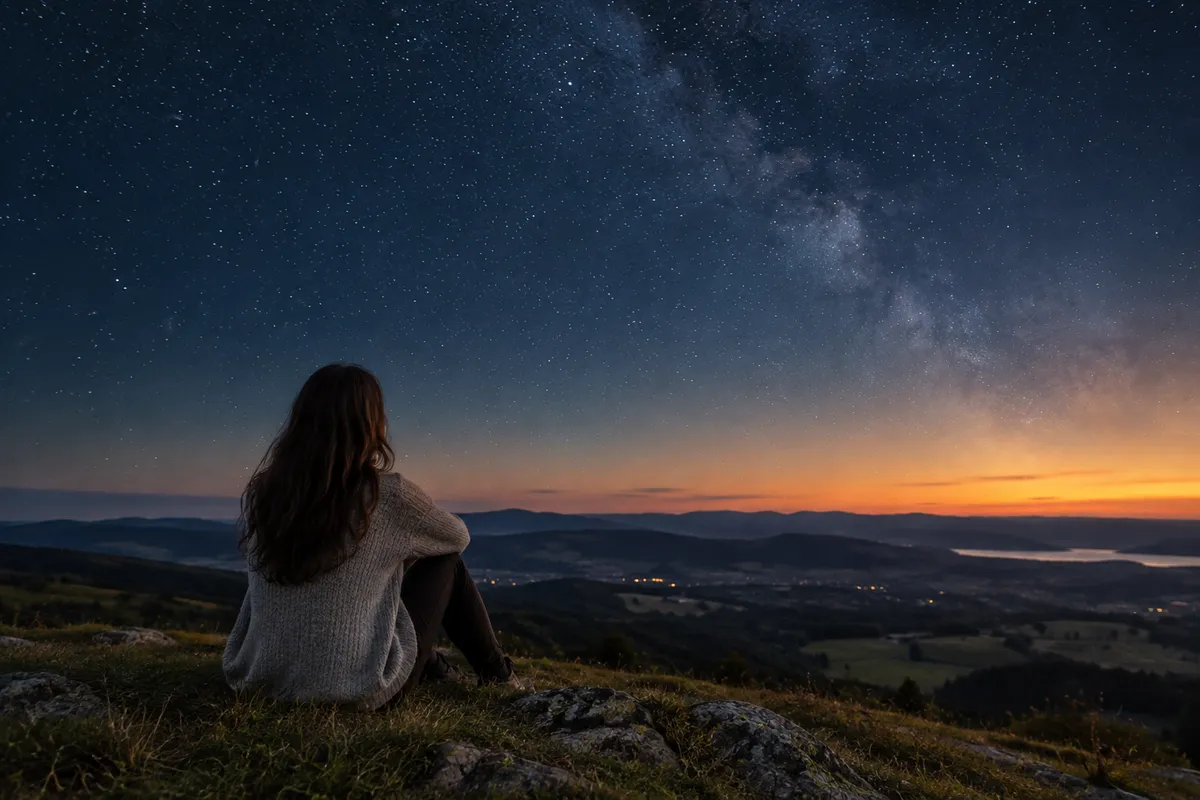 A stargazer beneath a clear night sky.
