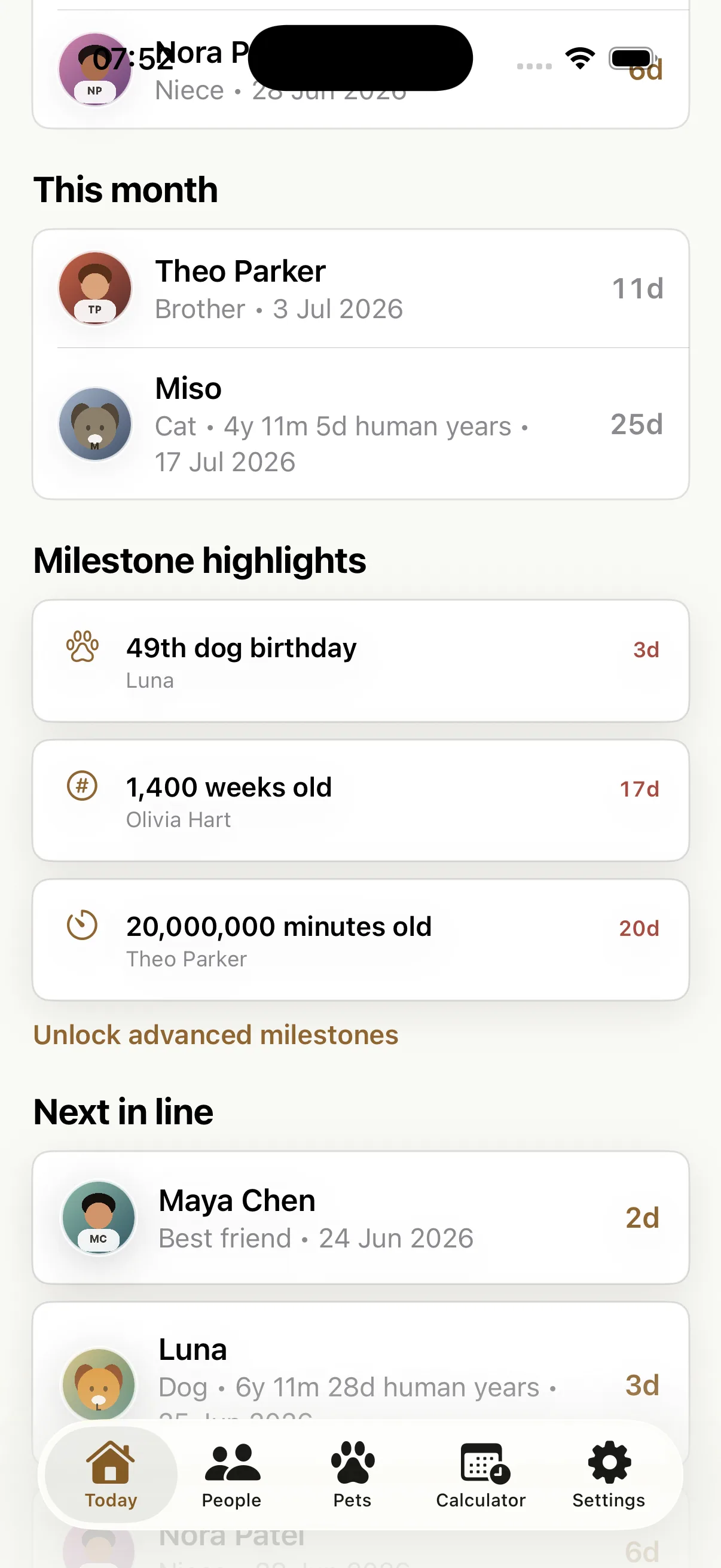 LifeDates upcoming life milestone tracker